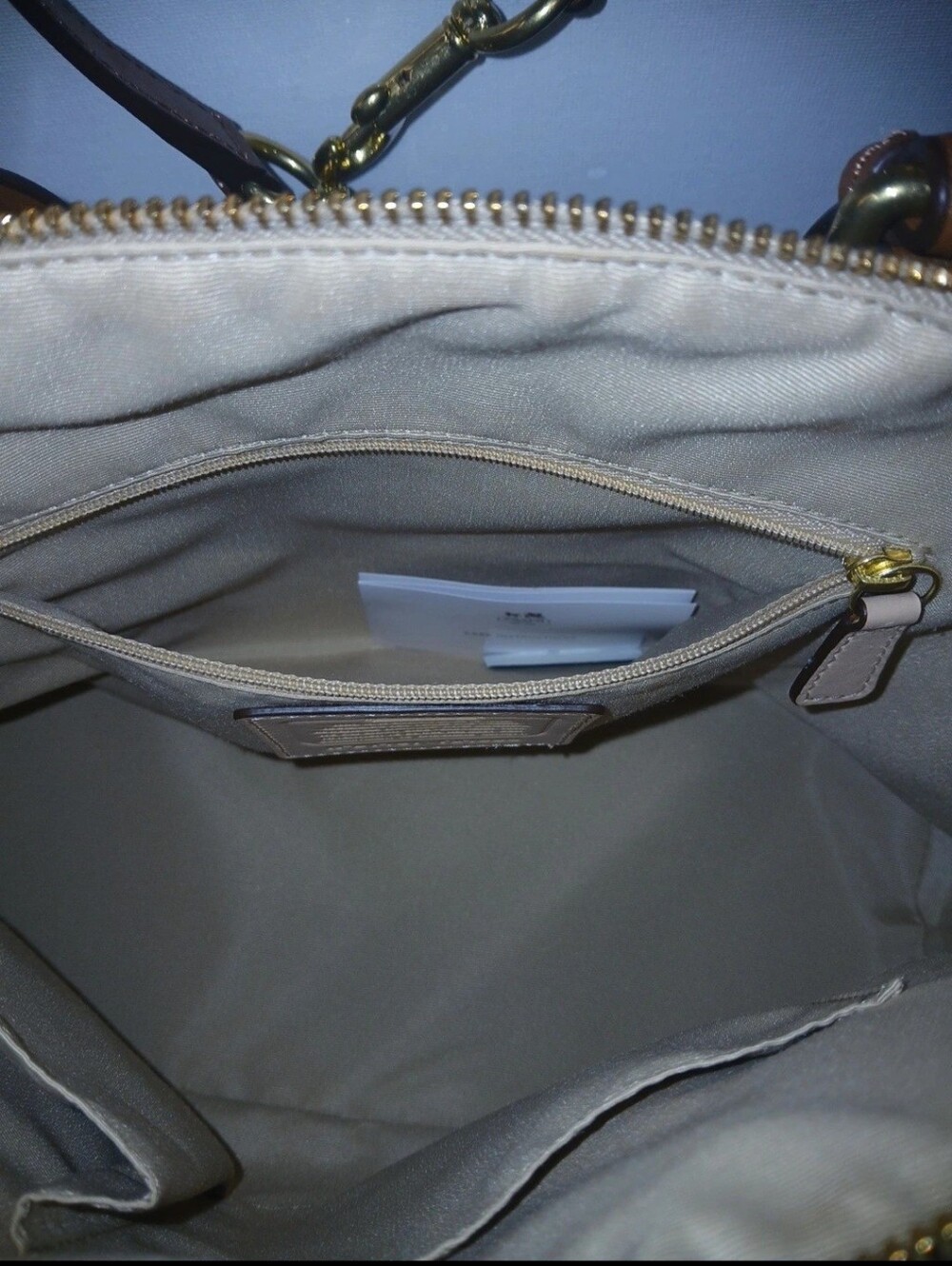 Coach Beige Signature Canvas Dome Satchel with Brown Leather Wallet - Picture 7 of 9